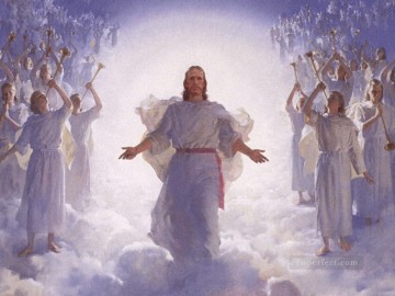 jesus christ Painting - jesus christ and angels